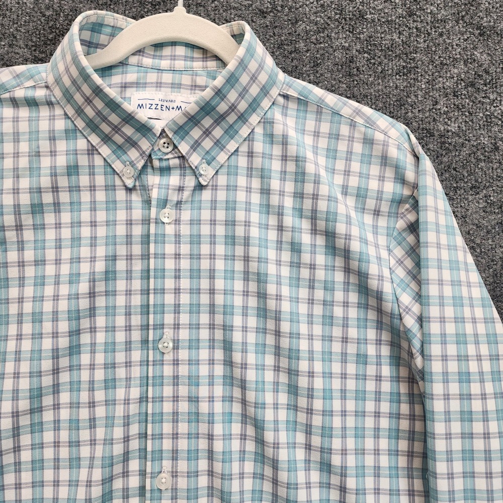 Mizzen+Main Leeward‎ Trim Fit Performance Plaid Button Down Dress Shirt XL